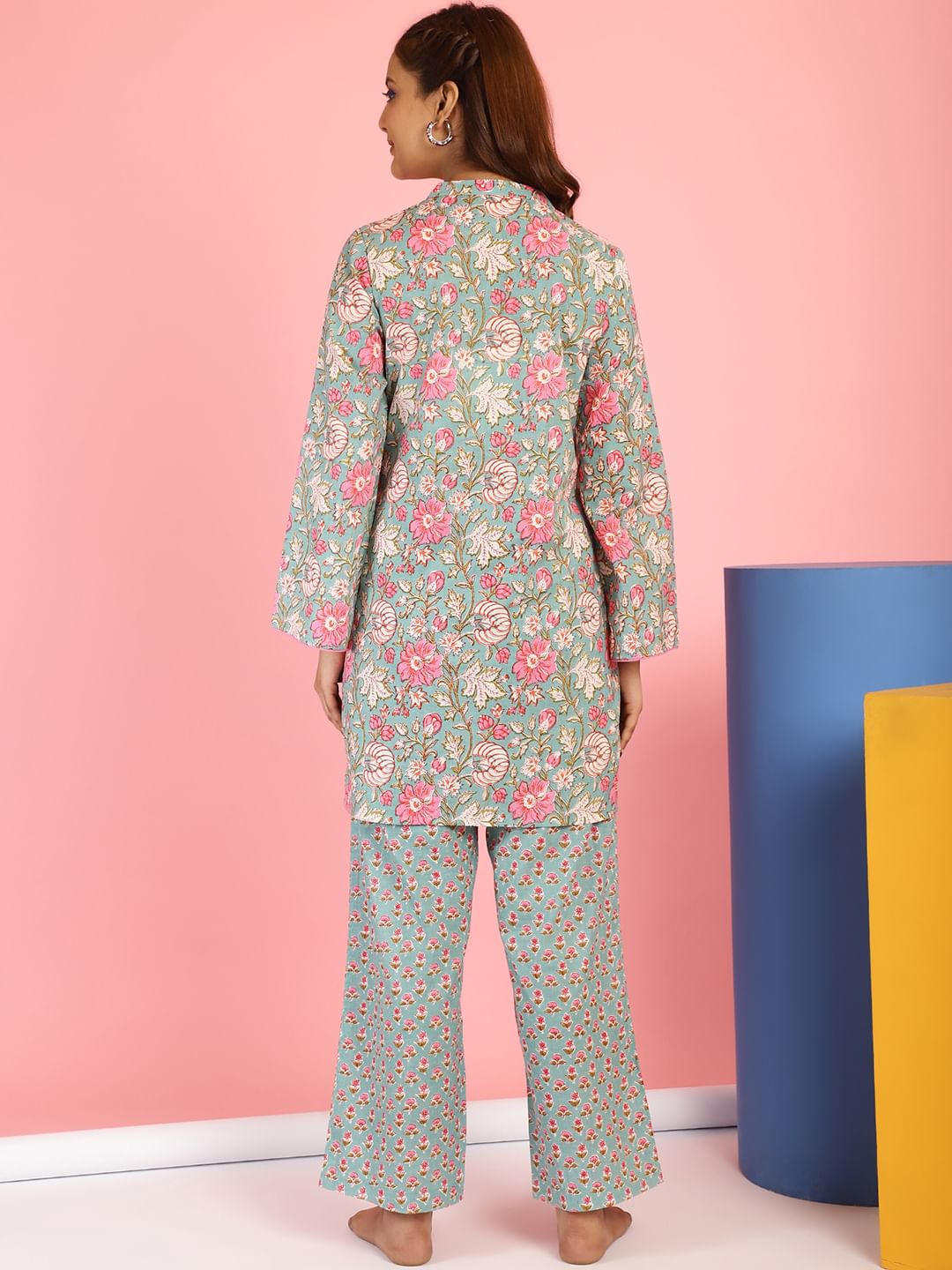 Floral Print Cotton Green Co-Ord Set