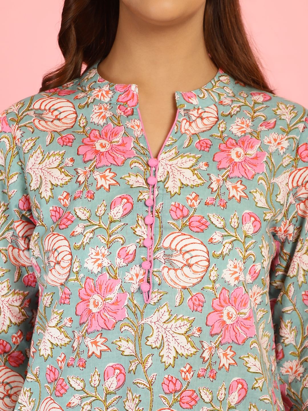 Floral Print Cotton Green Co-Ord Set