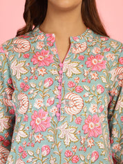 Floral Print Cotton Green Co-Ord Set