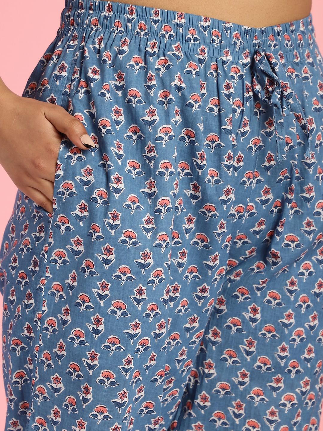 Floral Print Cotton Blue Co-Ord Set