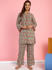 Floral Print Cotton Green Co-Ord Set