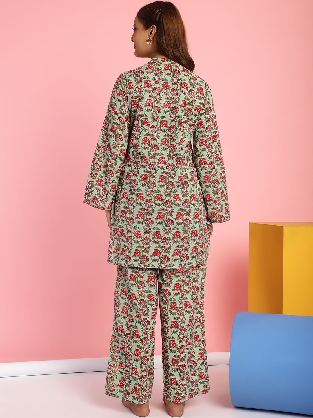 Floral Print Cotton Green Co-Ord Set