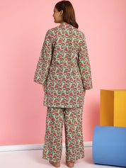 Floral Print Cotton Green Co-Ord Set