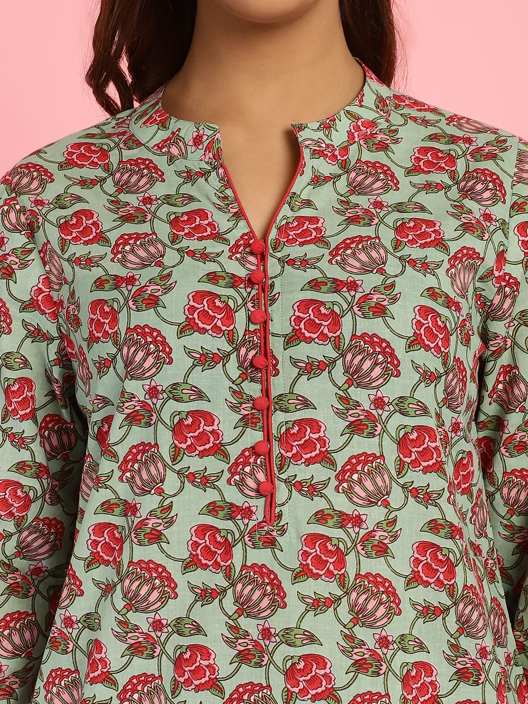 Floral Print Cotton Green Co-Ord Set