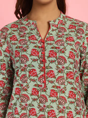 Floral Print Cotton Green Co-Ord Set