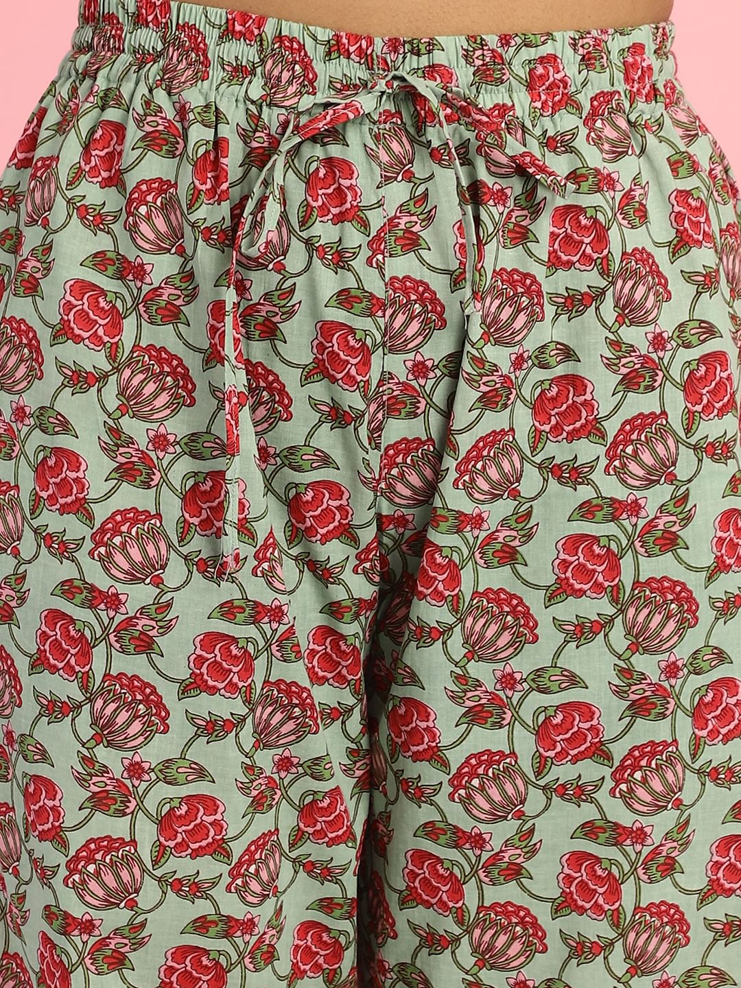 Floral Print Cotton Green Co-Ord Set