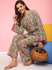 Floral Print Cotton Green Co-Ord Set
