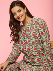 Floral Print Cotton Green Co-Ord Set
