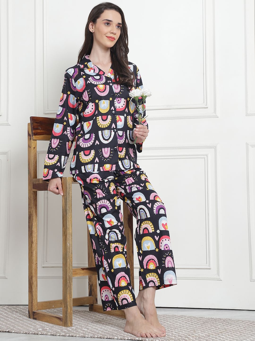 Printed Multi Cotton Night Suit