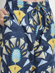 Printed Blue Cotton Night Suit