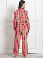 Printed Pink Cotton Night Suit