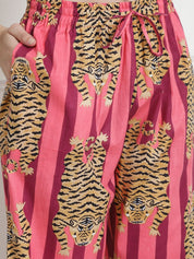Printed Pink Cotton Night Suit