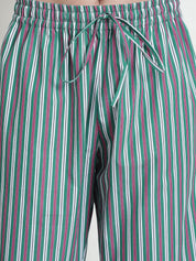 Striped Green Cotton Night Suit