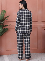 Black Checkered Flannel Night Suit