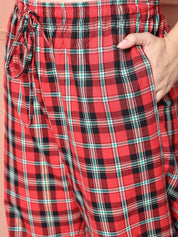 Red Checkered Flannel Night Suit