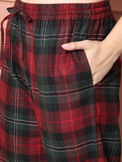 Red Checkered Flannel Night Suit