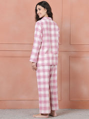 Secret Wish Pink Checkred Flannel Night Suit