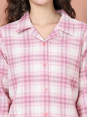 Secret Wish Pink Checkred Flannel Night Suit