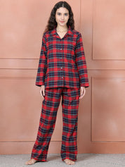 Secret Wish Red Checkred Flannel Night Suit