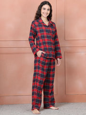 Secret Wish Red Checkred Flannel Night Suit