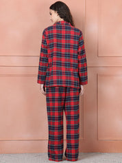 Secret Wish Red Checkred Flannel Night Suit
