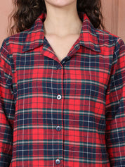 Secret Wish Red Checkred Flannel Night Suit