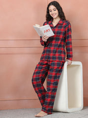 Secret Wish Red Checkred Flannel Night Suit