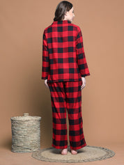 Secret Wish Red Checkred Cotton Night Suit