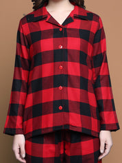 Secret Wish Red Checkred Cotton Night Suit