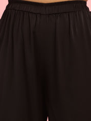 Solid Satin Black Night Suit