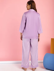 Solid Satin Lilac Night Suit