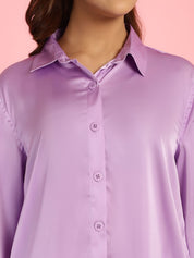 Solid Satin Lilac Night Suit