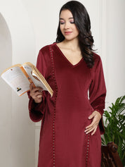 Maroon Velvet Maternity Night Suit