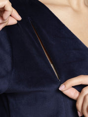 Navy Velvet Maternity Night Suit