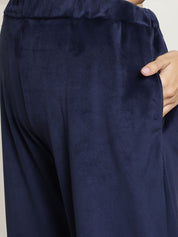 Navy Velvet Maternity Night Suit