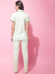 Green Hosiery Printed Night Suit