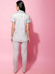 Grey Hosiery Printed Night Suit