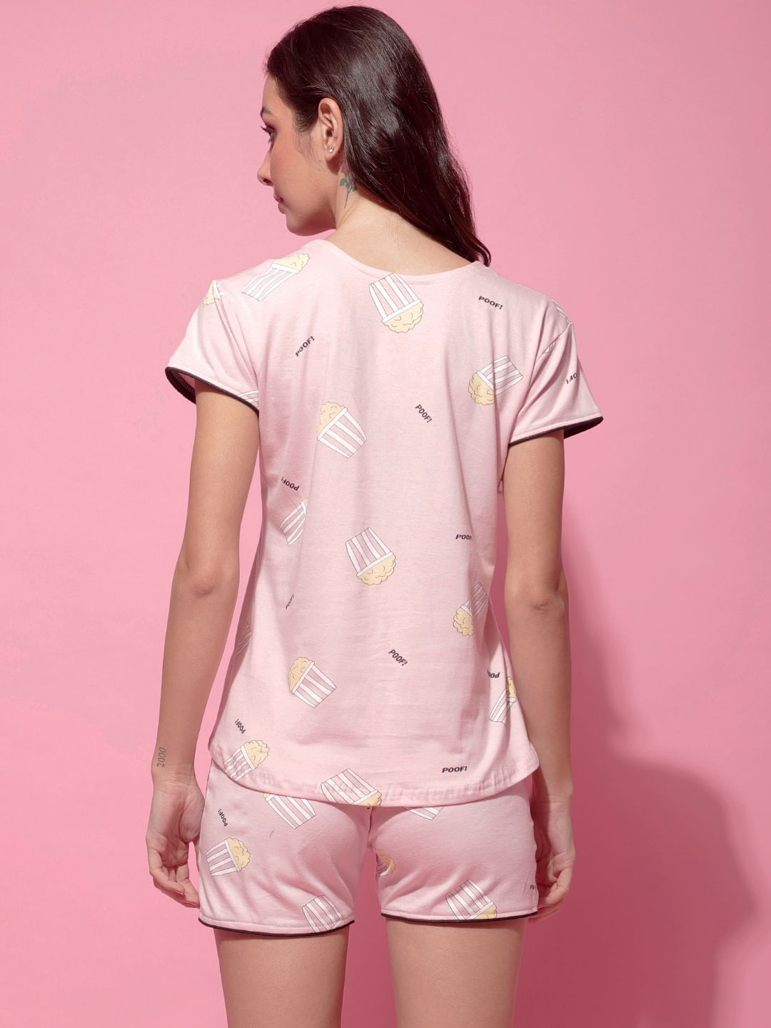 Baby Pink Hosiery Printed Night Suit
