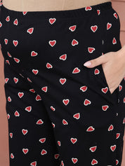 Secret Wish Black Printed Hosiery Maternity Night Suit