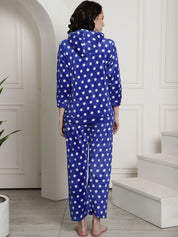 Blue Polka Dots Winter Night Suit