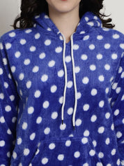 Blue Polka Dots Winter Night Suit