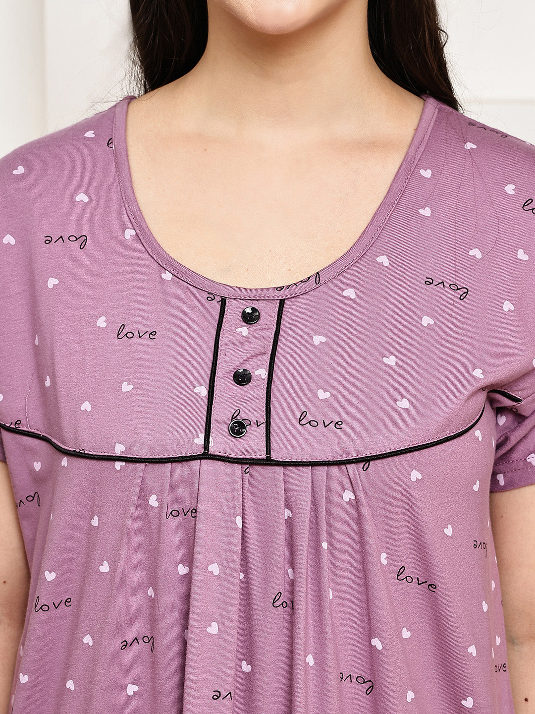 Purple Printed Hosiery Nighty