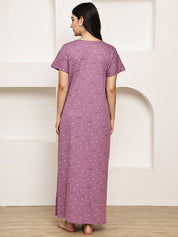 Purple Printed Hosiery Nighty