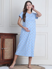 Secret Wish Sky Blue Candy Hosiery Maternity Nighty