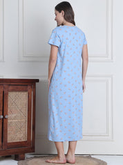 Secret Wish Sky Blue Candy Hosiery Maternity Nighty