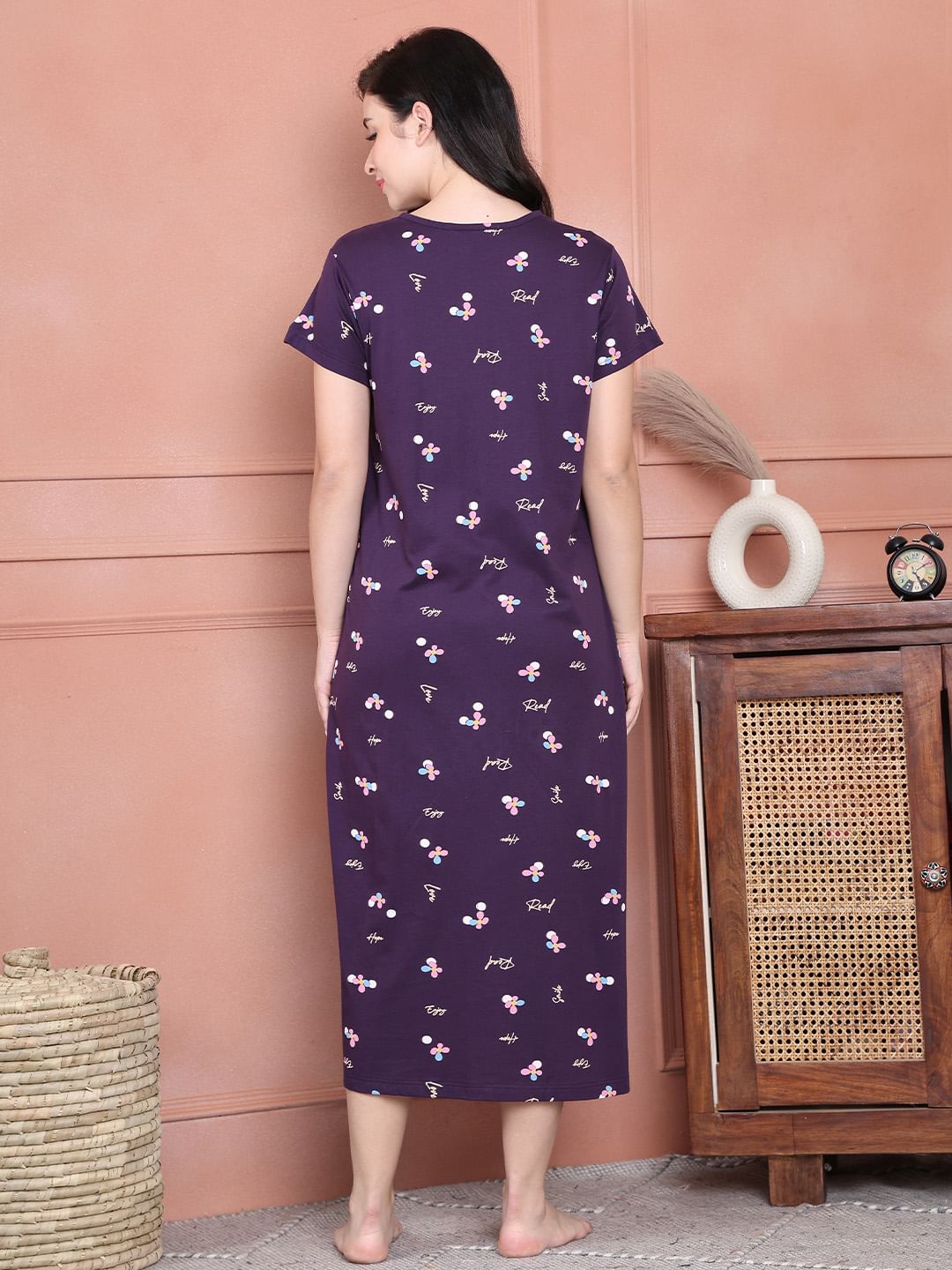 Secret Wish Purple Floral Hosiery Hosiery Nighty