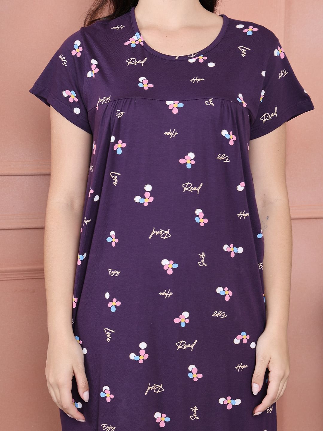 Secret Wish Purple Floral Hosiery Hosiery Nighty