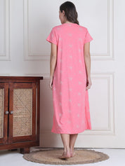 Secret Wish Pink Printed Hosiery Nighty