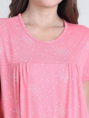 Secret Wish Pink Printed Hosiery Nighty