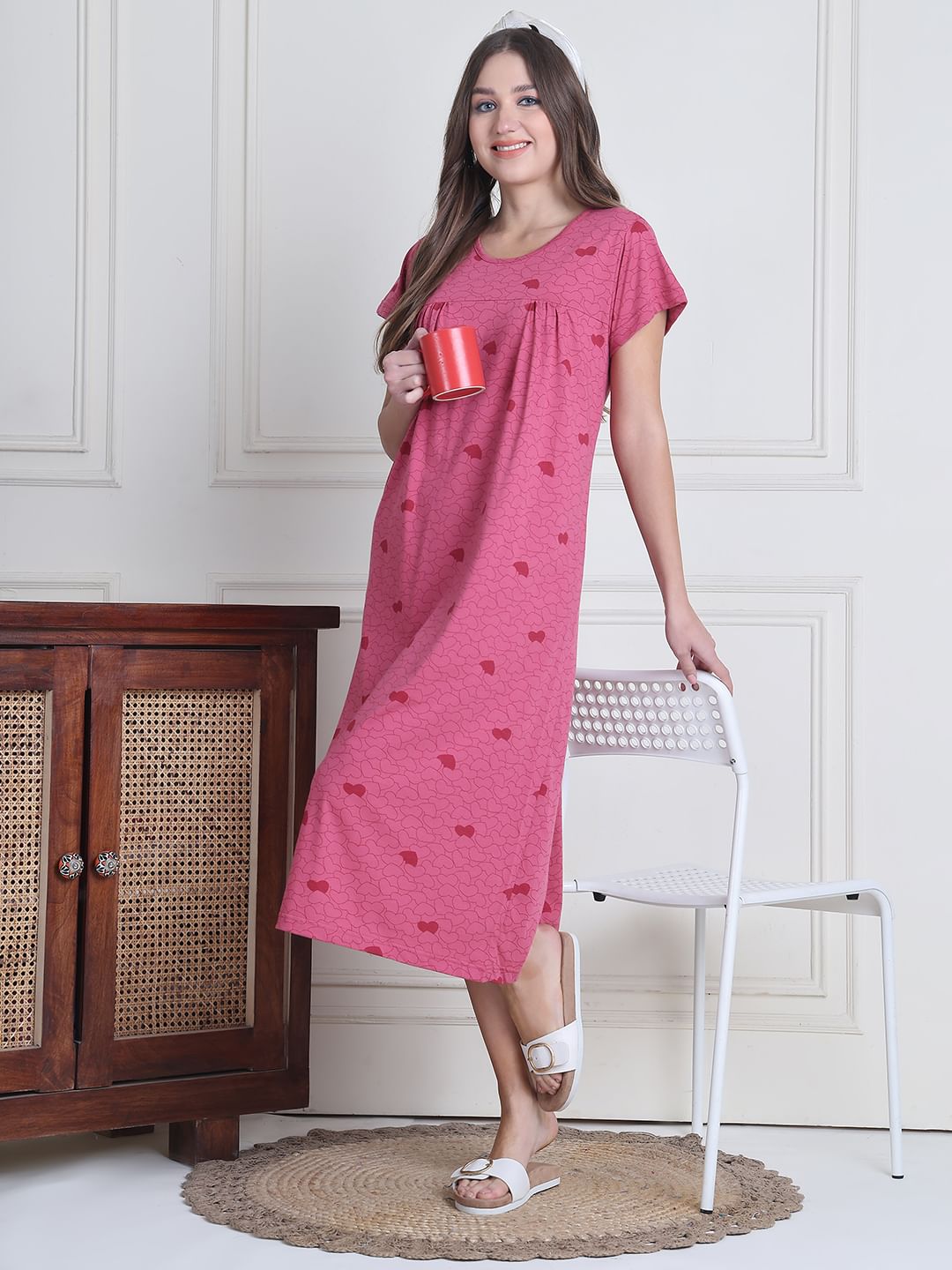 Secret Wish Pink Heart Hosiery Nighty